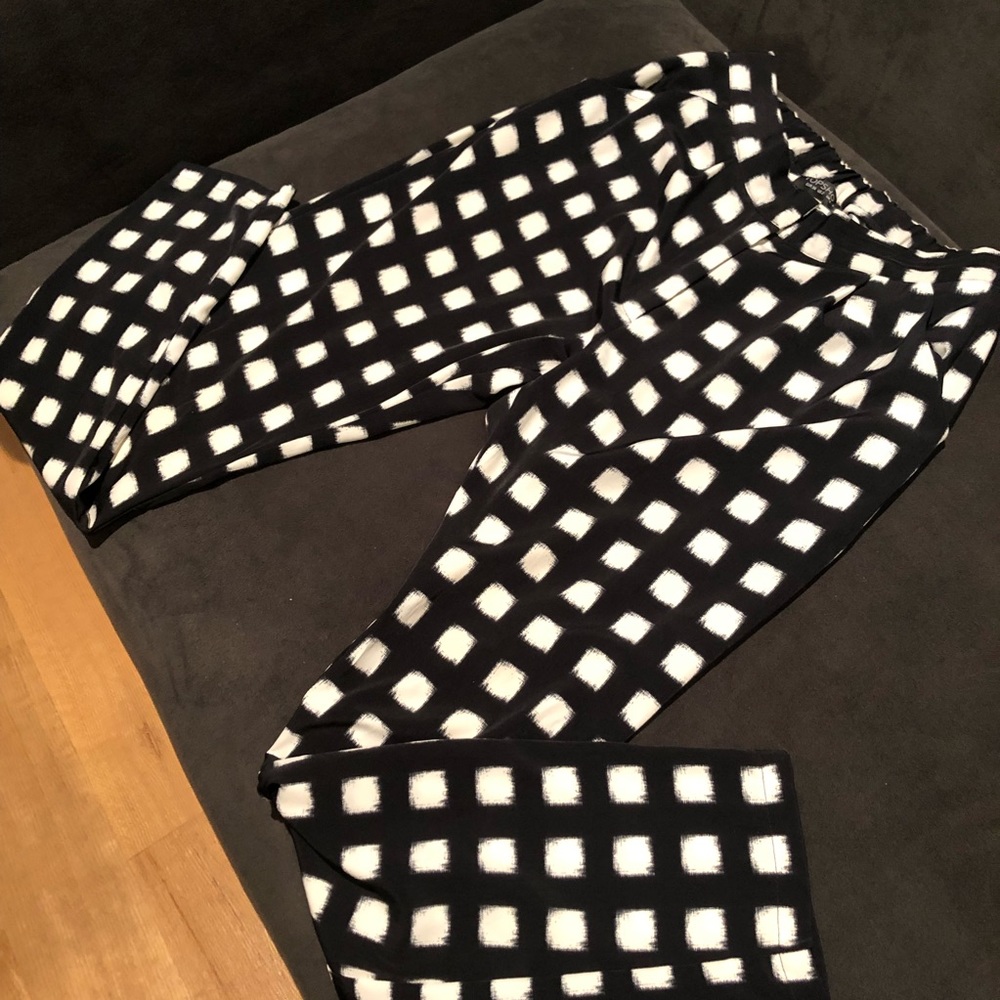 Topshop checked high waist silk feel trousers 2